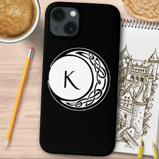 ケルト紋様 月 サークル モノグラム 黒 白 Case-Mate iPhoneケース