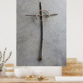 ケルト素朴キリシタン十字縦側面 ポスター (キッチン)