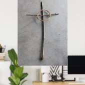 ケルト素朴キリシタン十字縦側面 ポスター (ホームオフィス)