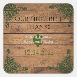 ケルト素朴チカダグありがとうステッカー スクエアシール