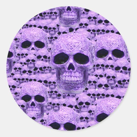 ケルト紫色スカルコラージュ ラウンドシール (正面)