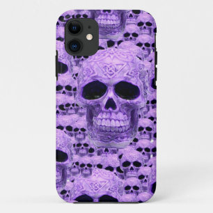 ケルト紫色スカルコラージュ iPhone 11 ケース