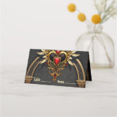 ケルト結び目模様とゴシック様式の優雅さのハート。 プレイスカード (正面)