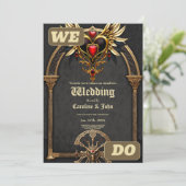 ケルト結び目模様とゴシック様式の優雅さのハート。 招待状 (スタンド正面)