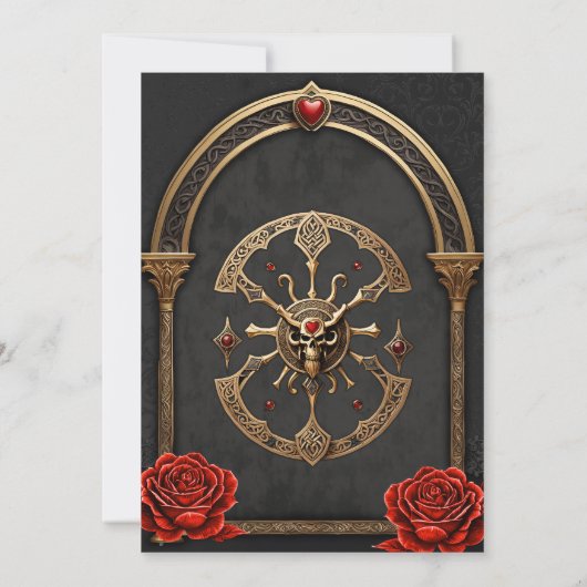 ケルト結び目模様とゴシック様式の優雅さのハート。 招待状 (裏面)