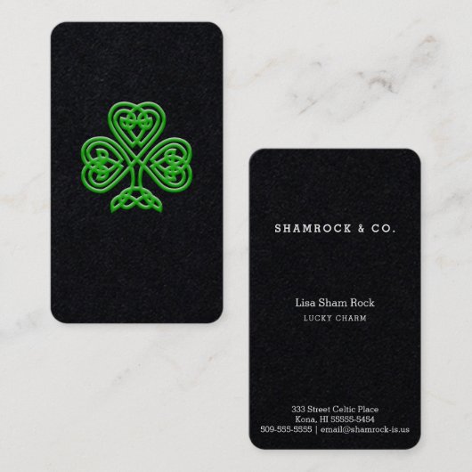 ケルト結び目模様のスタイルの緑のシャムロックのセントパトリックの日 名刺 (正面/裏面)