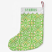 ケルト結び目模様のパーソナライズなアイルランドのブレードパターン緑 スモールクリスマスストッキング (裏面)