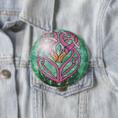 ケルト結び目模様のピンクのフラミンゴ 缶バッジ (インサイチュ)