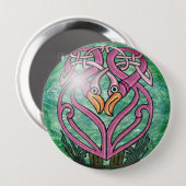 ケルト結び目模様のピンクのフラミンゴ 缶バッジ (正面&裏面)