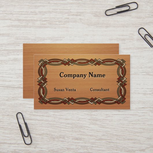 ケルト結び目模様のボーダーによってはめ込まれる木製の一見 名刺 (正面/裏面インサイチュ)