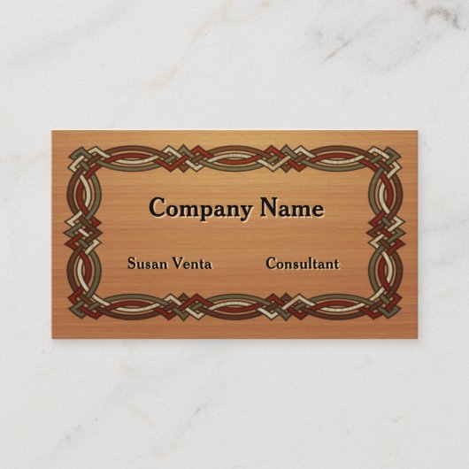 ケルト結び目模様のボーダーによってはめ込まれる木製の一見 名刺 (正面)
