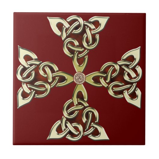 ケルト結び目模様の十字2 タイル (正面)