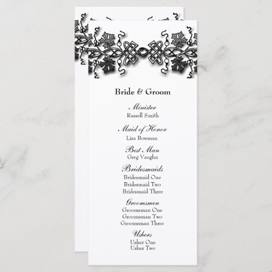 ケルト結び目模様の巻き付けつる植物結婚式 プログラム (正面/裏面)