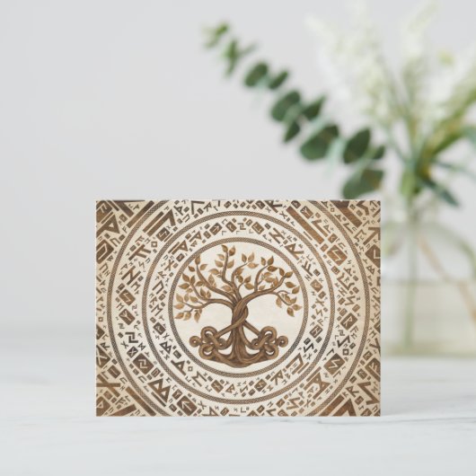 ケルト結び目模様の木の命 – Yggdrasil ポストカード (スタンド正面)