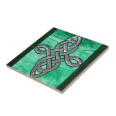 ケルト結び目模様の緑の銀のステンドグラス タイル (側面)