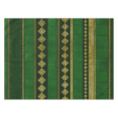 ケルト結び目模様の装飾的な金ゴールドおよび緑パターン テーブルクロス (正面(横))
