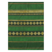 ケルト結び目模様の装飾的な金ゴールドおよび緑パターン テーブルクロス (正面)
