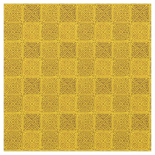 ケルト結び目模様の金ゴールド 素晴らし ファブリック (クローズアップ)