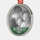 ケルト結び目模様のTriskelionの緑のクリスマスの写真Ornam メタルオーナメント (左)