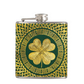ケルト結び目模様を持つアイルランドの4葉のクローバー フラスク (正面)