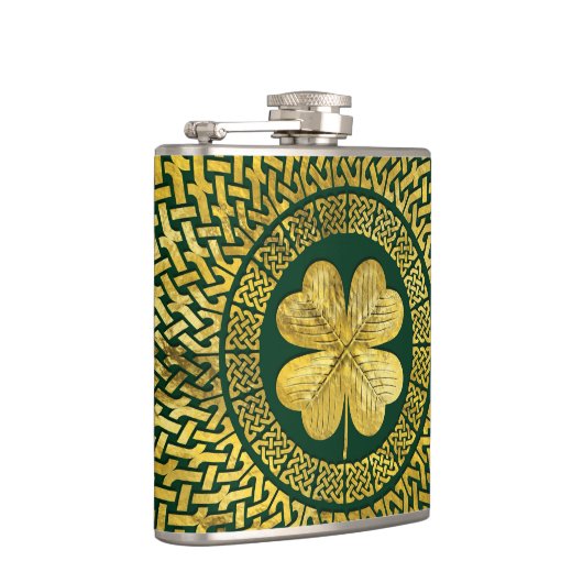 ケルト結び目模様を持つアイルランドの4葉のクローバー フラスク (右)