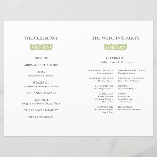 ケルト結び目模様アイルランドの緑の結婚式 (裏面)