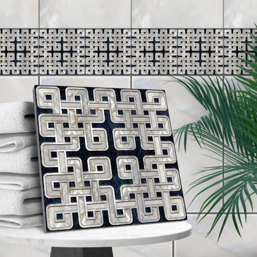 ケルト結び目模様アワビ貝及び真珠 タイル