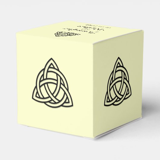 ケルト結び目模様インブラックおよびアイボリー結婚式の引き出物ボックス フェイバーボックス (裏面サイド)