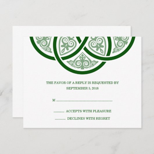 ケルト結び目模様ウェディングRSVPカード 出欠カード (正面/裏面)