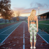 ケルト結び目模様エレガンスグリーン&ホワイト調和 カプリレギンス