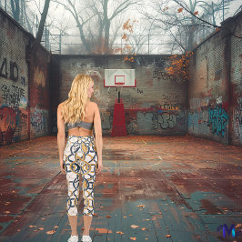 ケルト結び目模様エレガンス – ブルー、金ゴールド&ホワイト カプリレギンス