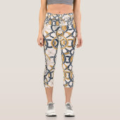 ケルト結び目模様エレガンス – ブルー、金ゴールド&ホワイト カプリレギンス (正面)