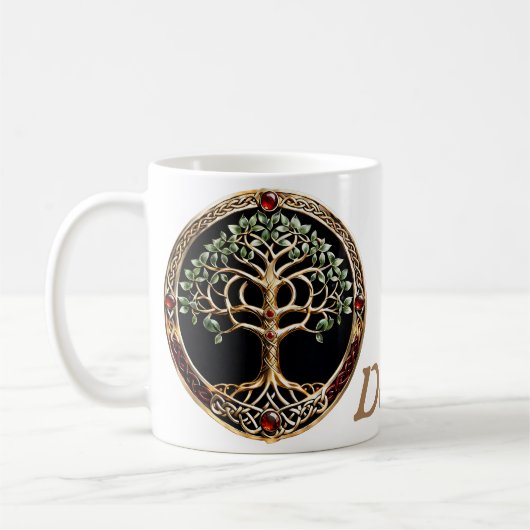 ケルト結び目模様エレガントの高貴な生命の木。 コーヒーマグカップ (左)