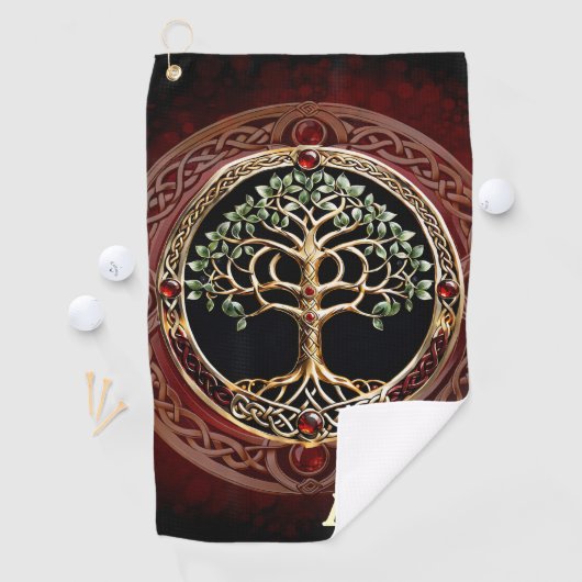 ケルト結び目模様エレガントの高貴な生命の木。 ゴルフタオル (インサイチュ)