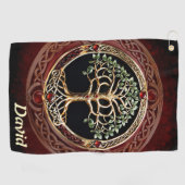 ケルト結び目模様エレガントの高貴な生命の木。 ゴルフタオル (横)