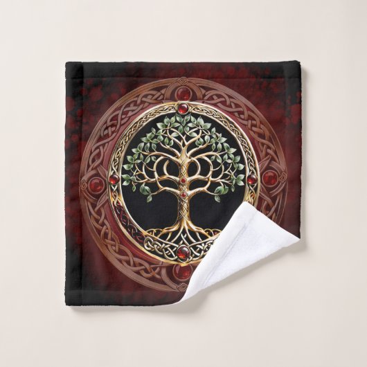 ケルト結び目模様エレガントの高貴な生命の木。 バスタオルセット (ウォッシュタオル)