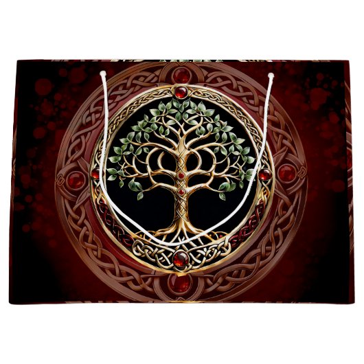 ケルト結び目模様エレガントの高貴な生命の木。 ラージペーパーバッグ (正面)