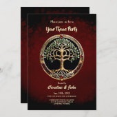 ケルト結び目模様エレガントの高貴な生命の木。 招待状 (正面/裏面)