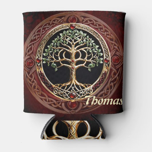 ケルト結び目模様エレガントの高貴な生命の木。 缶クーラー (正面)