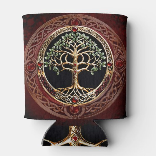 ケルト結び目模様エレガントの高貴な生命の木。 缶クーラー (裏面)