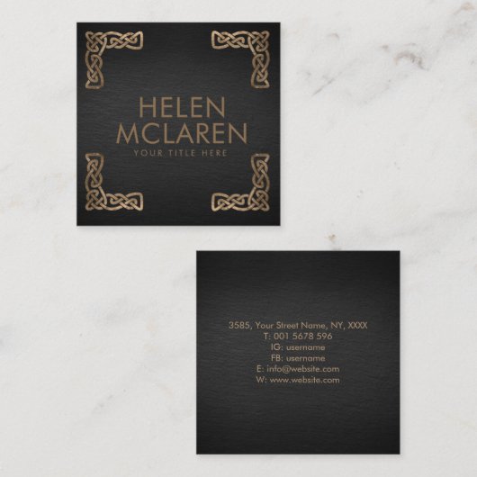 ケルト結び目模様エレガントコーナー スクエア名刺 (正面/裏面)