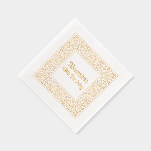 ケルト結び目模様エレガントフィリグラーフレーム誕生日パーティー 箔ナプキン (右)