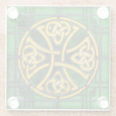 ケルト結び目模様オン緑ステンドグラス塗装機 ガラスコースター (裏面)