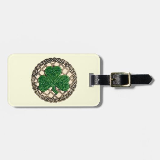 ケルト結び目模様カスタムベージュシャムロックラゲージタグ ラゲッジタグ (正面横)