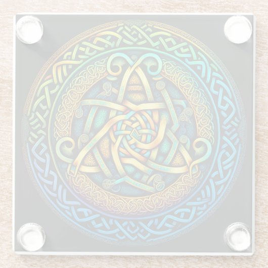 ケルト結び目模様カラフル結び糸細工 ガラスコースター (裏面)