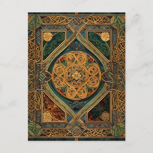 ケルト結び目模様カラフル結び糸細工 ポストカード (正面)