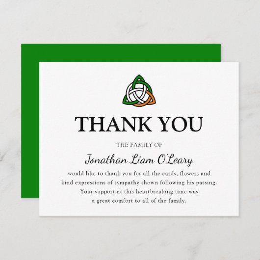 ケルト結び目模様クラシックアイリッシュ葬儀 サンキューカード (正面/裏面)