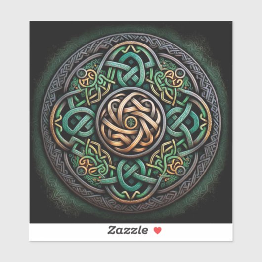 ケルト結び目模様グリーン金ゴールド結び糸細工 シール (シート)