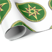 ケルト結び目模様コンパスオングリーンスクエアステッカー ラッピングペーパー (ロールコーナー)