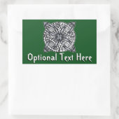 ケルト結び目模様スケッチ付カスタム文字 長方形シール (バッグ)